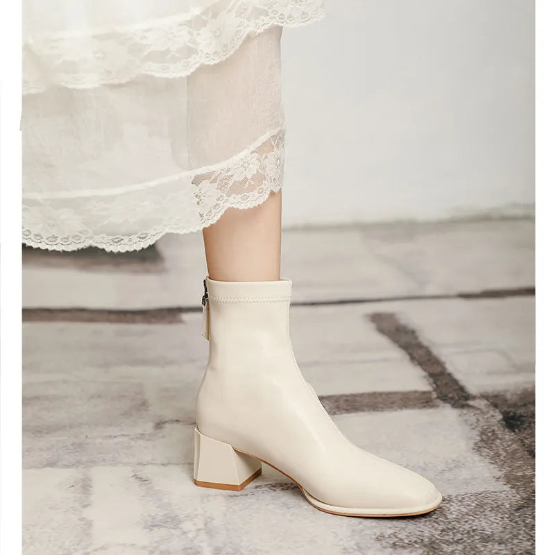 Round Toe Block Heels Boots