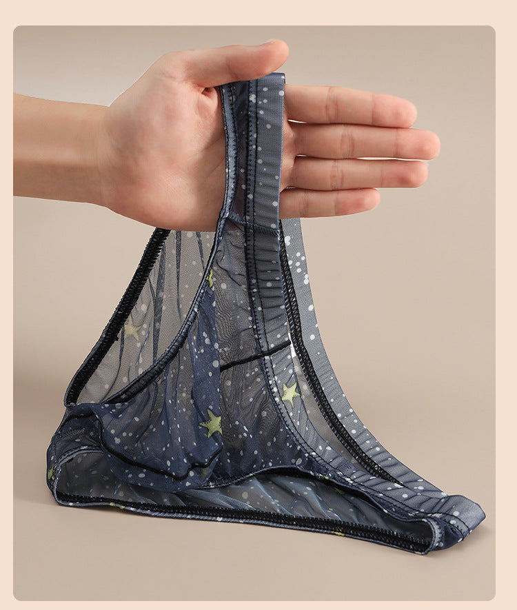 Ice Silk New-style Mens Briefs Personalized Print Breathable