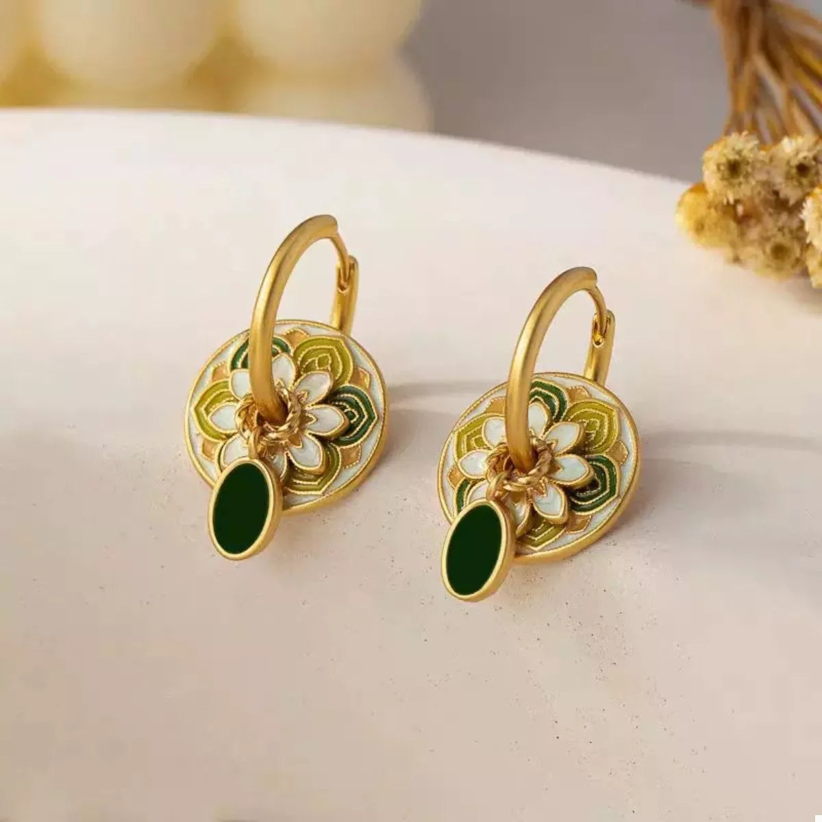 18K Gold-Plated Flower Hoop Earrings