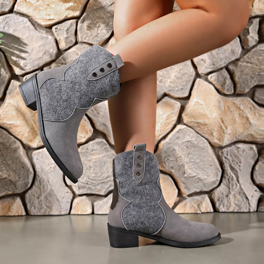 Point Toe Block Heels Boots