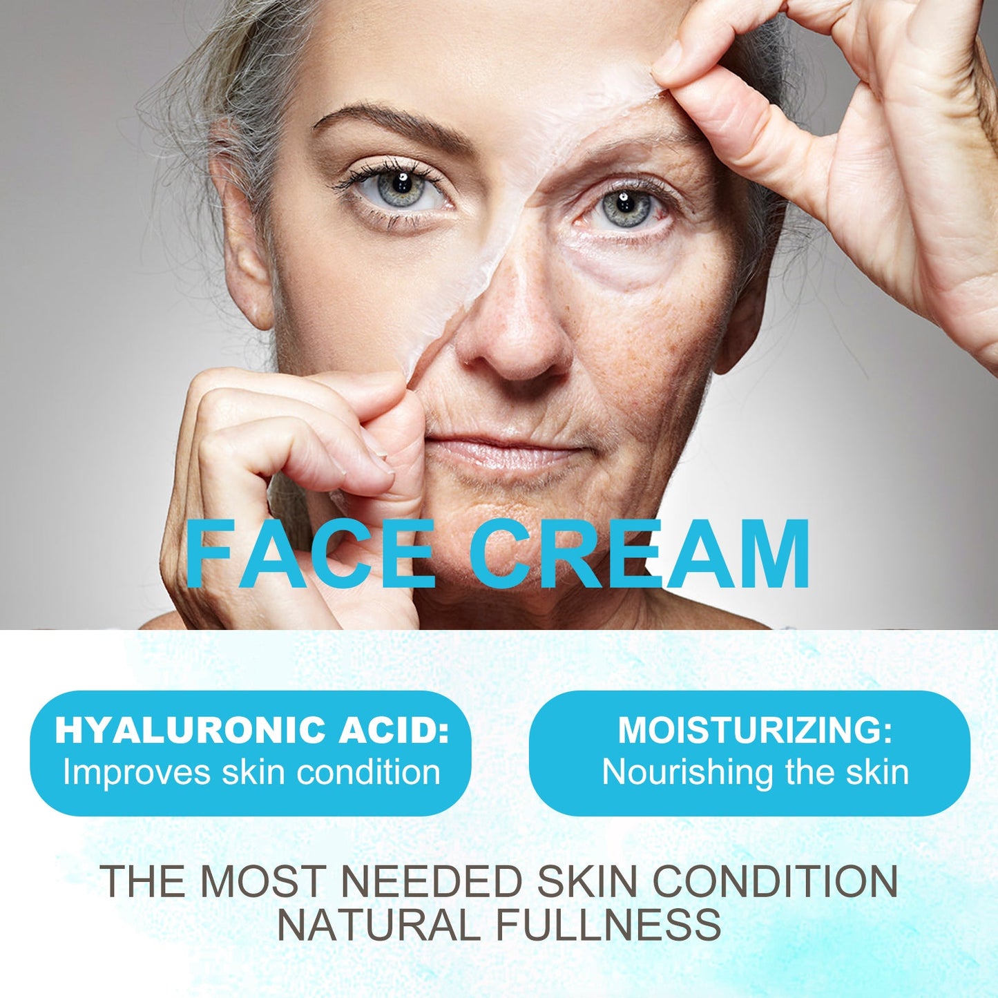 WIYUN Hyaluronic Acid Face Cream, Fade Wrinkles Repair Skin Barrier Moisturizing Moisturizing Skin Anti-Wrinkle Cream