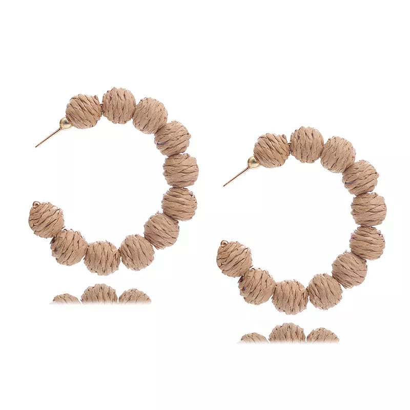 Raffia Grass C-Hoop Earrings