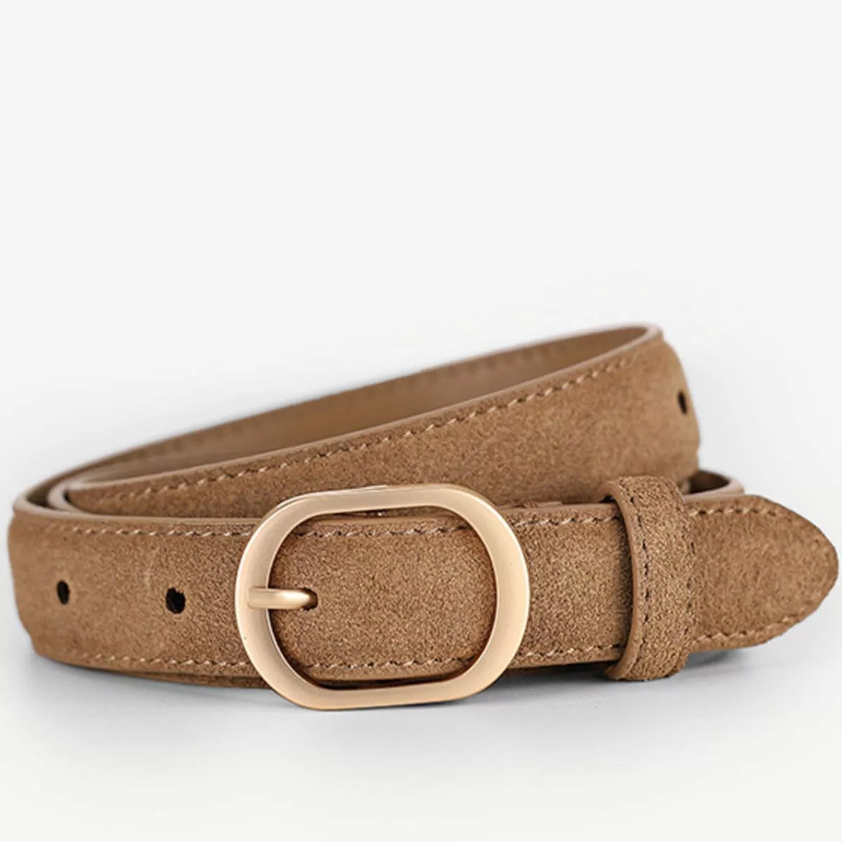 Leather Belt with Golden Buckle