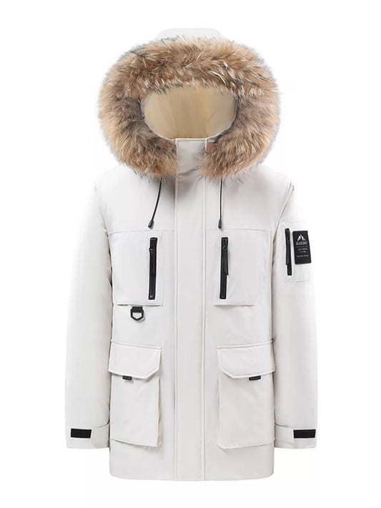 Men's Full Size Fur Hooded Winter Parka Coat Plus Size