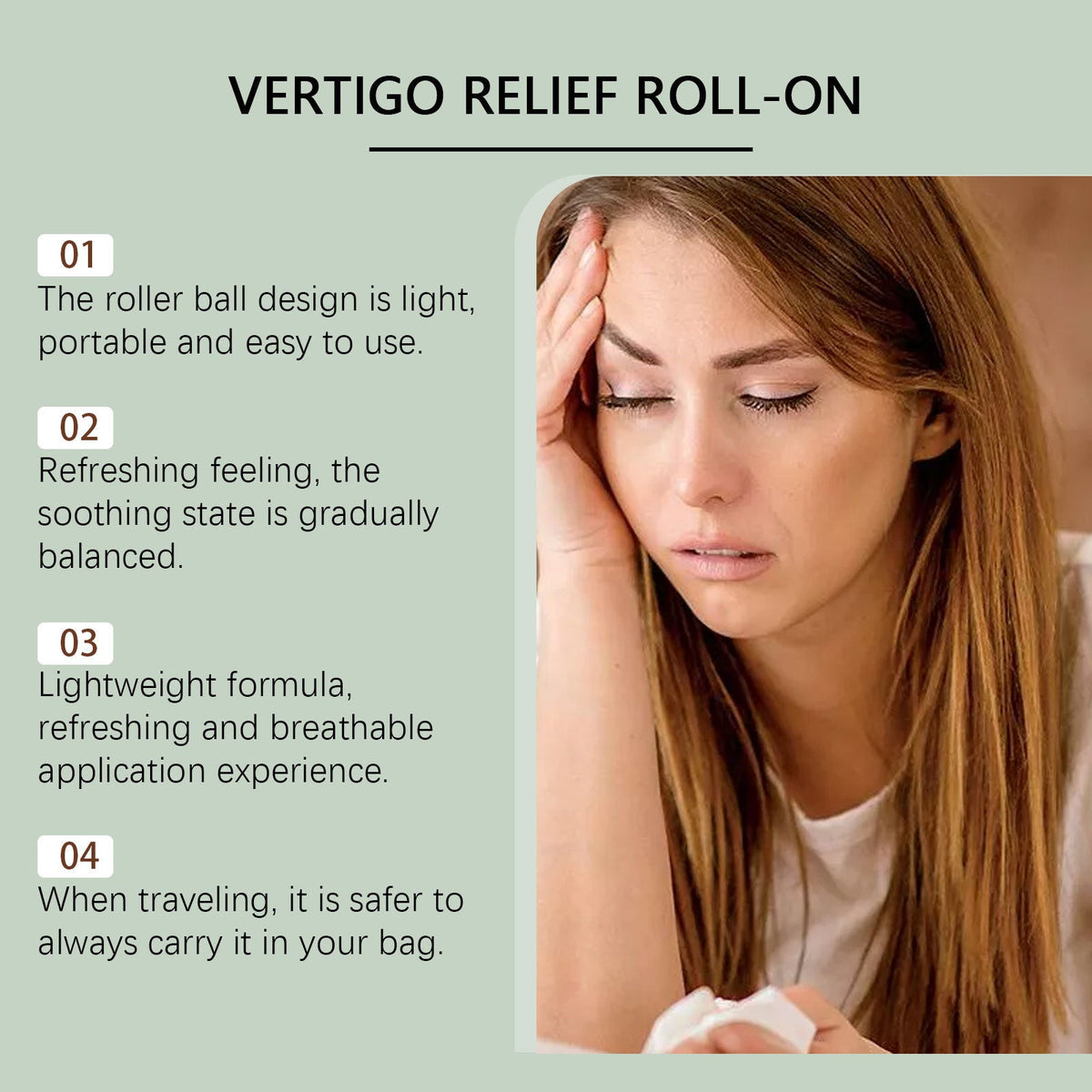 South Moon Gentle Vertigo Relief Roll On Oil, Mint Cooling Portable 10ml Head Discomfort Massage Roller Aromatherapy Oil