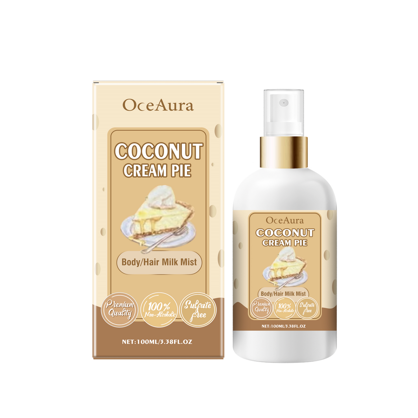OceAura Body Moisturizing Spray (Coconut Cream Pie), Moisturizing And Refreshing All Over Hair Treatment Spray