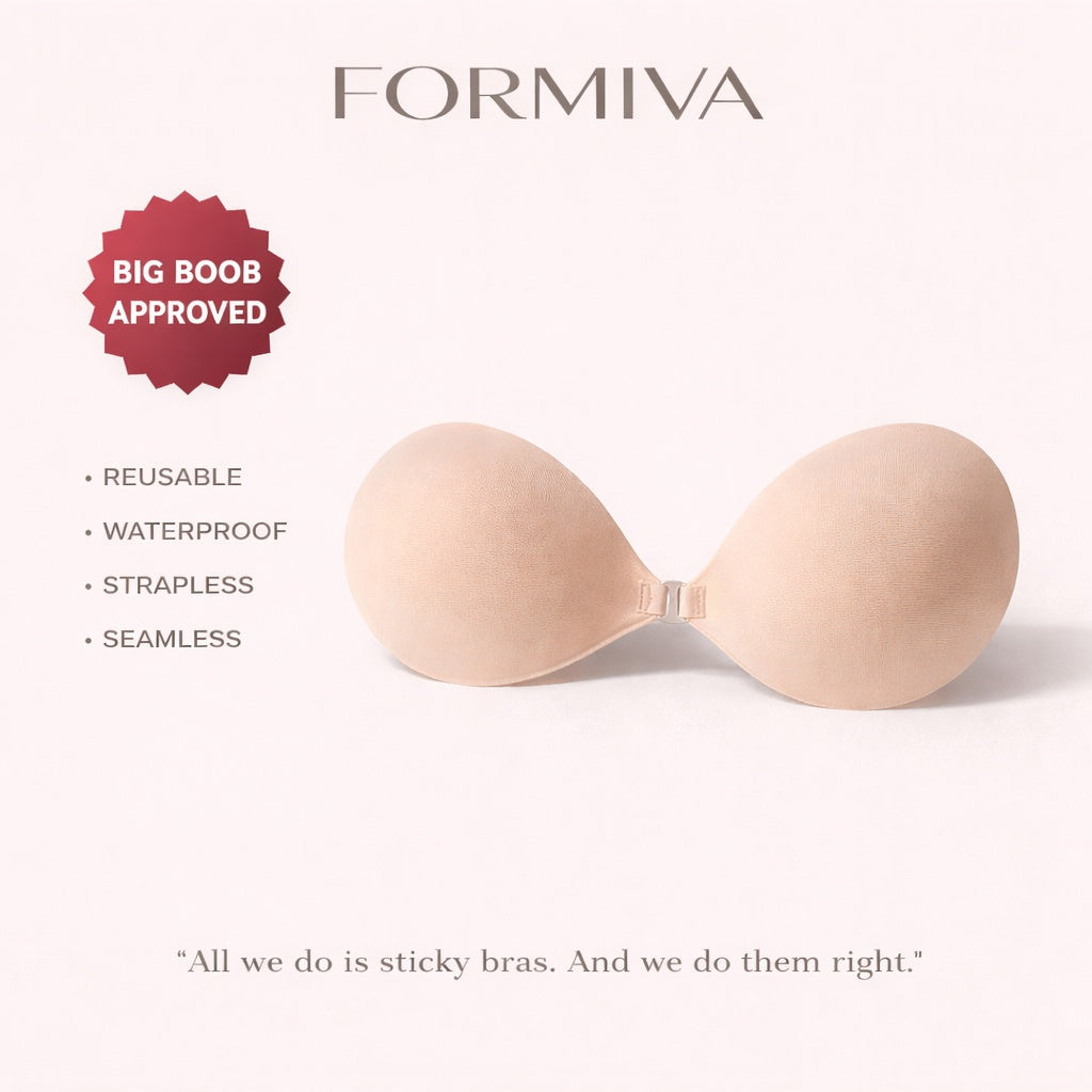 Push-up Sticky Bra, Sweat-proof Glue, Adhesive Push Up Cleavage Bra, Up To G Cup, Seamless Strapless Bra For Date Night, Backless & Red Dress, Waterproof & Reusable SpringStatements