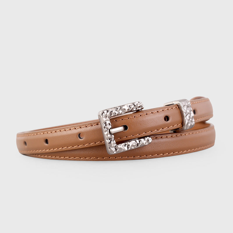 Textured Buckle Leather Belt
