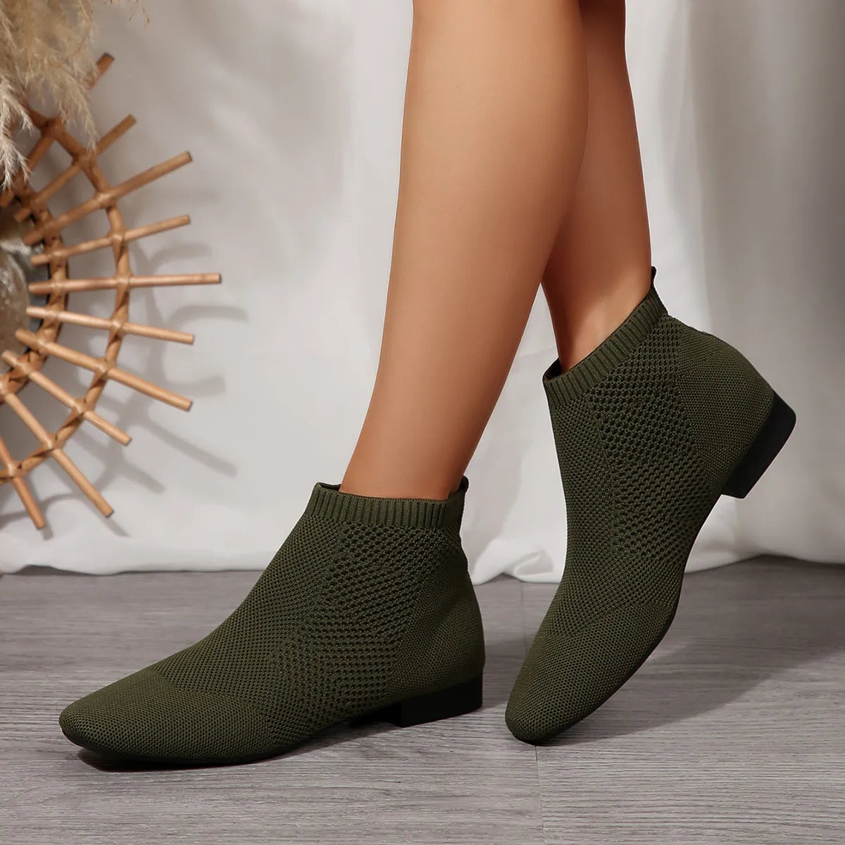Mesh Knit Ankle Boots with Stretch Comfort Fit