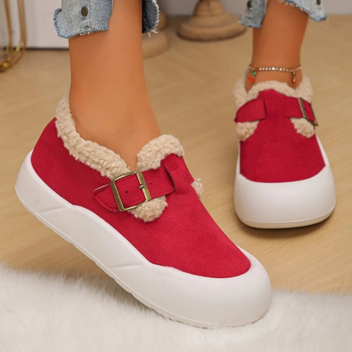 Round Toe Platform Slip-Ons