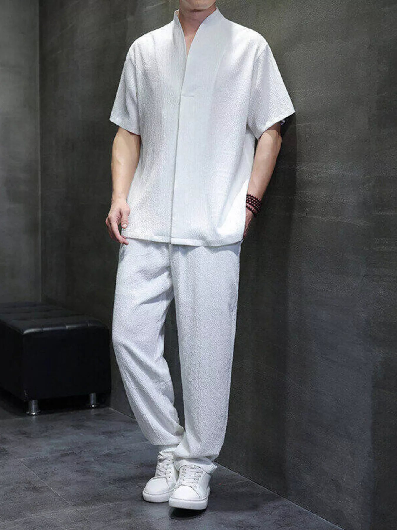Men's Plus Size Casual Short Sleeve Top and Pants Set