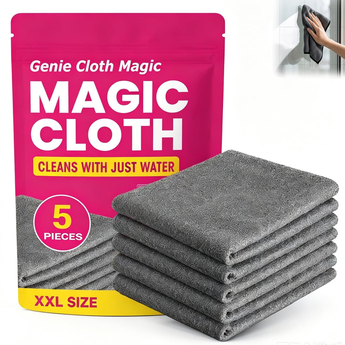 Genie Magic Cloth Reusable Cleaning Cloth Streak-free Glass Wipe Household