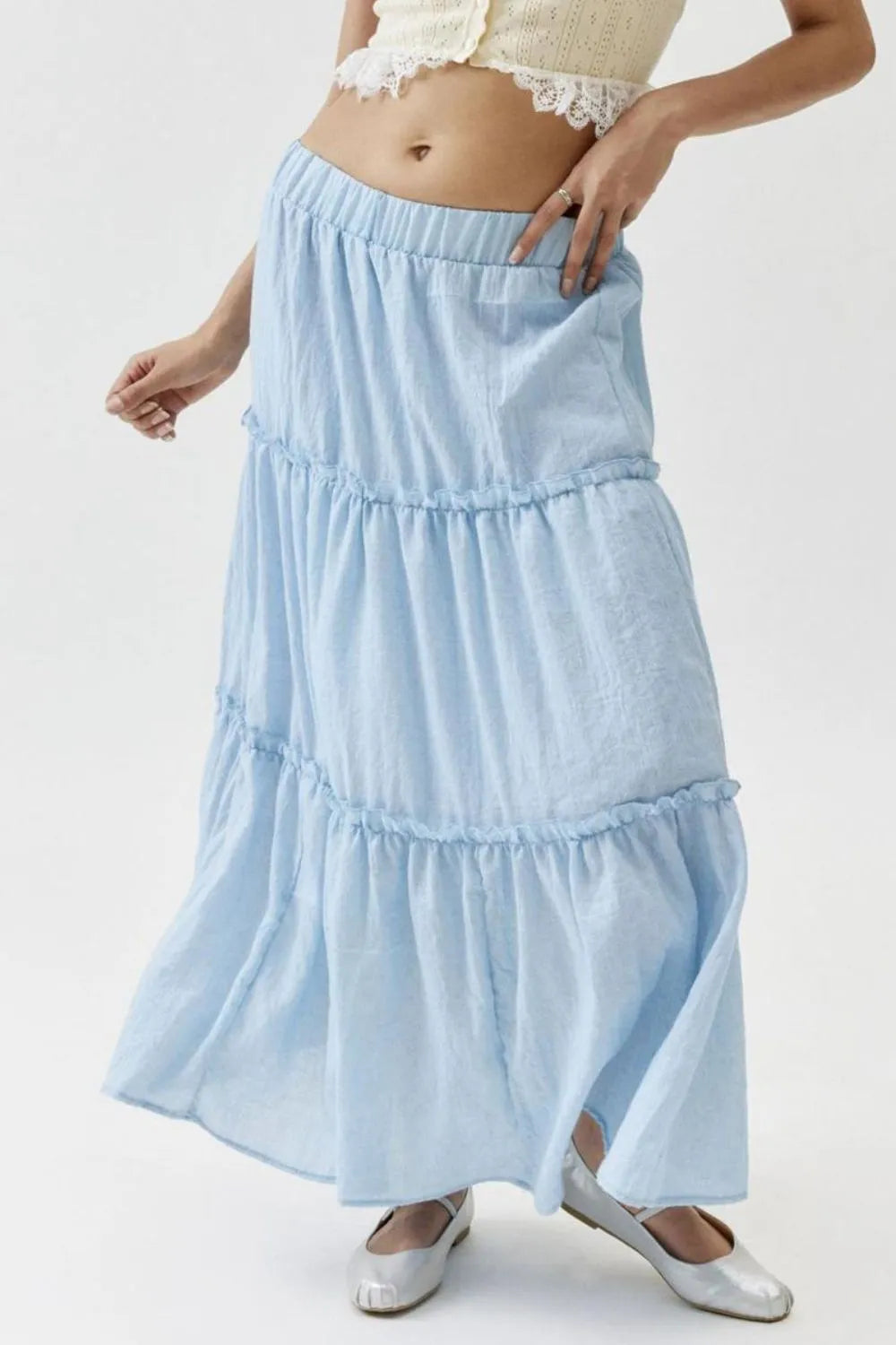 Frill Elastic Waist Skirt