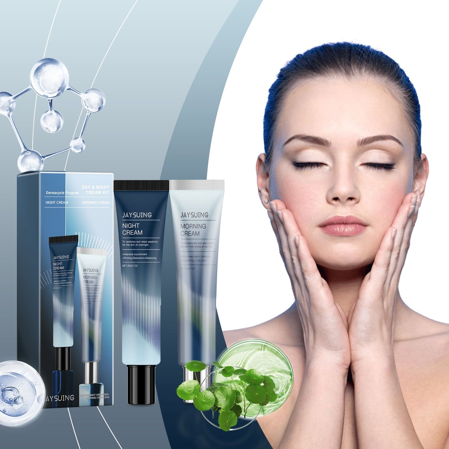 Jaysuing Day & Night Cream 2 Sets 31 Shield Cream Moisturizing And Moisturizing Skin 102 Night Cream Repairing Skin