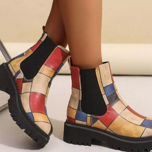Round Toe Chunky Heel Ankle Boots