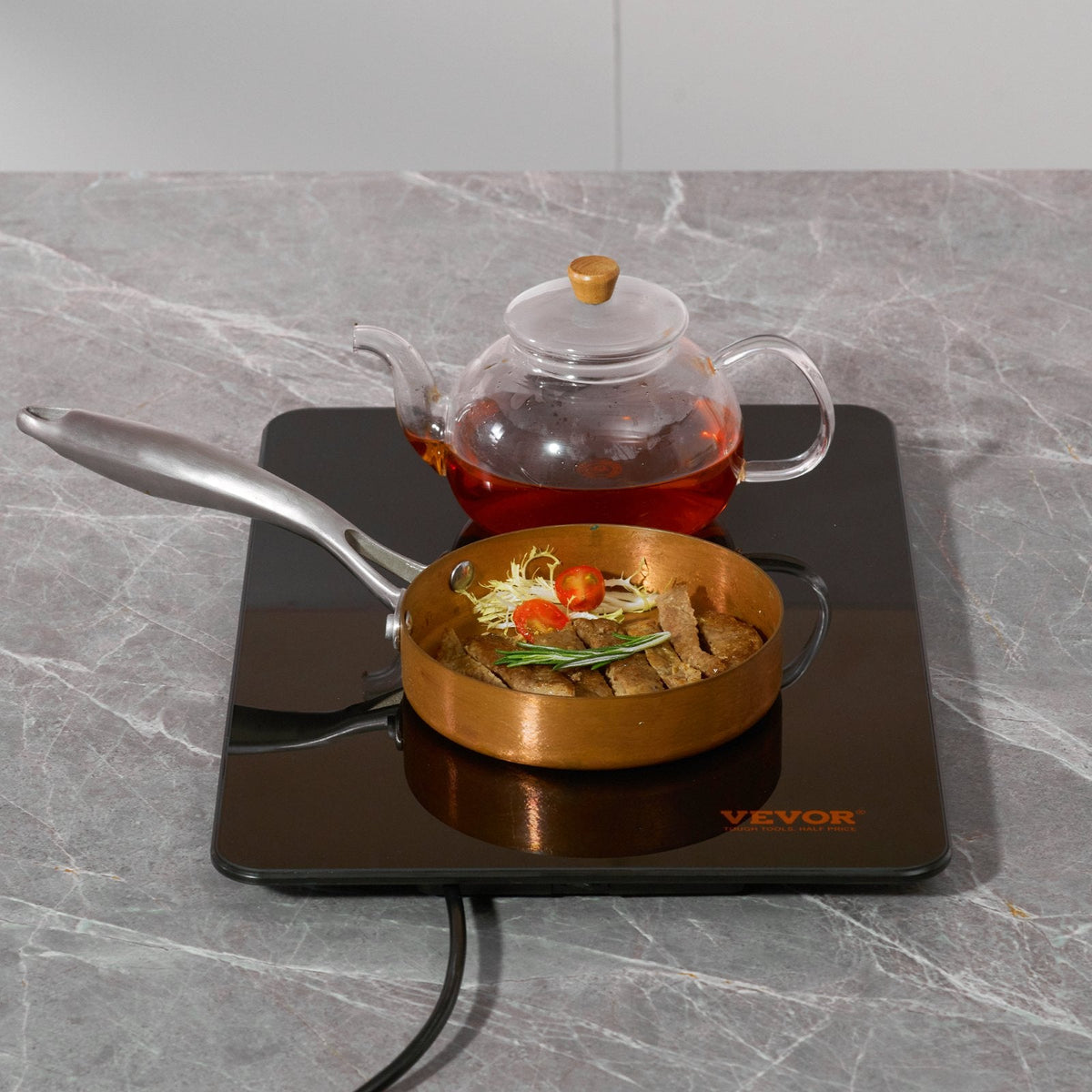 VEVOR Electric Warming Tray, Portable Tempered Glass Heating Tray, Perfect For Dinner, Catering, House, Parties, Events, Entertaining And Holiday, Black