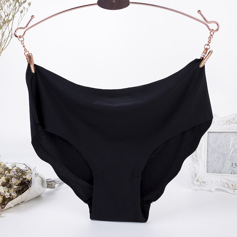 One Piece Ice Silk Seamless Wave Edge Sexy Candy Color Panties, Ultra-thin Corrugated Low-rise Waistband