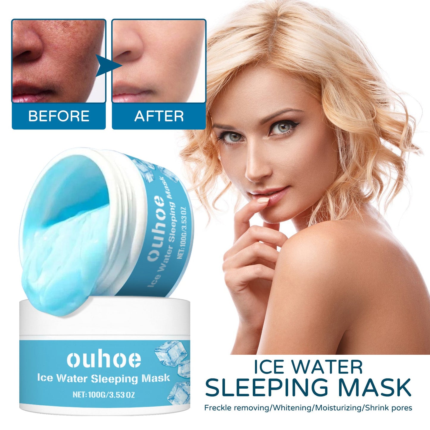 OUHOE Apply The Sleeping Mask For Hydrating, Moisturizing, Refreshing And Non-Greasy Night Facial Care