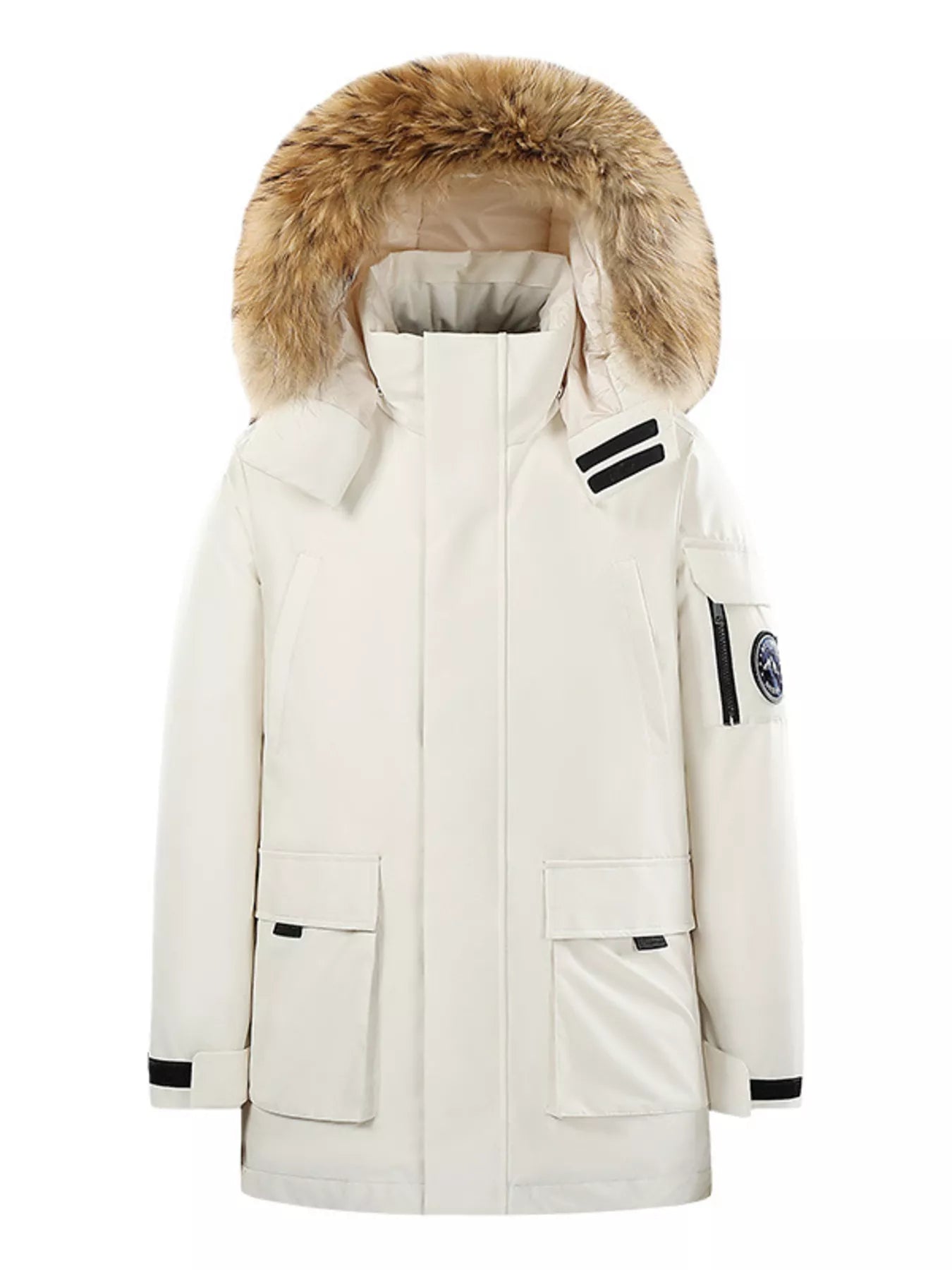 Men's Full Size Fur Hooded Zip Up Parka Coat Plus Size