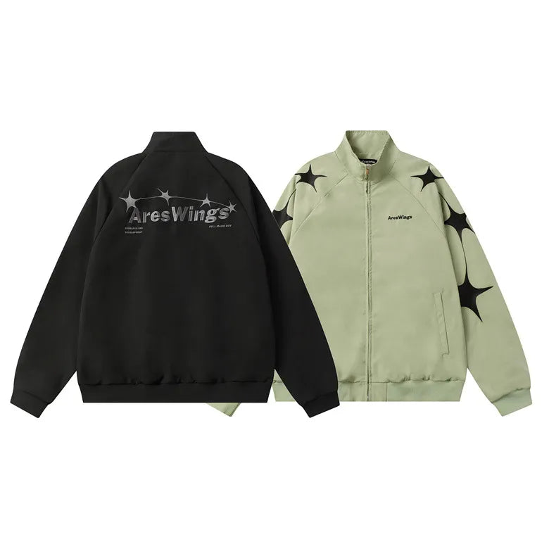 Men's Star Pattern Zip-Up Jacket