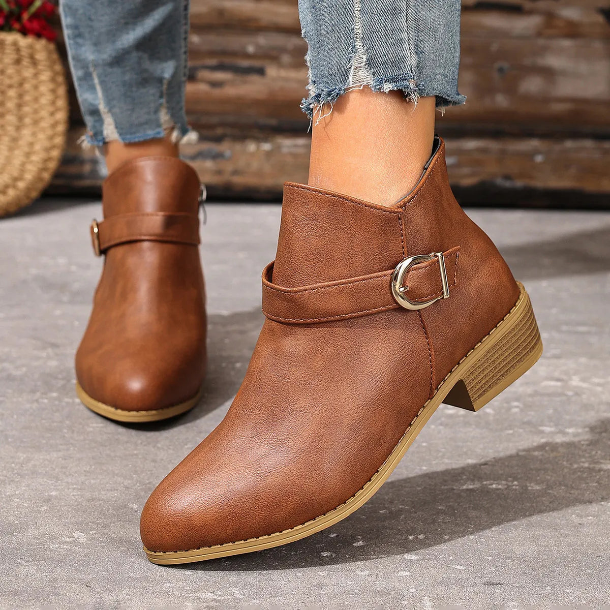 Point Toe Block Heels Boots