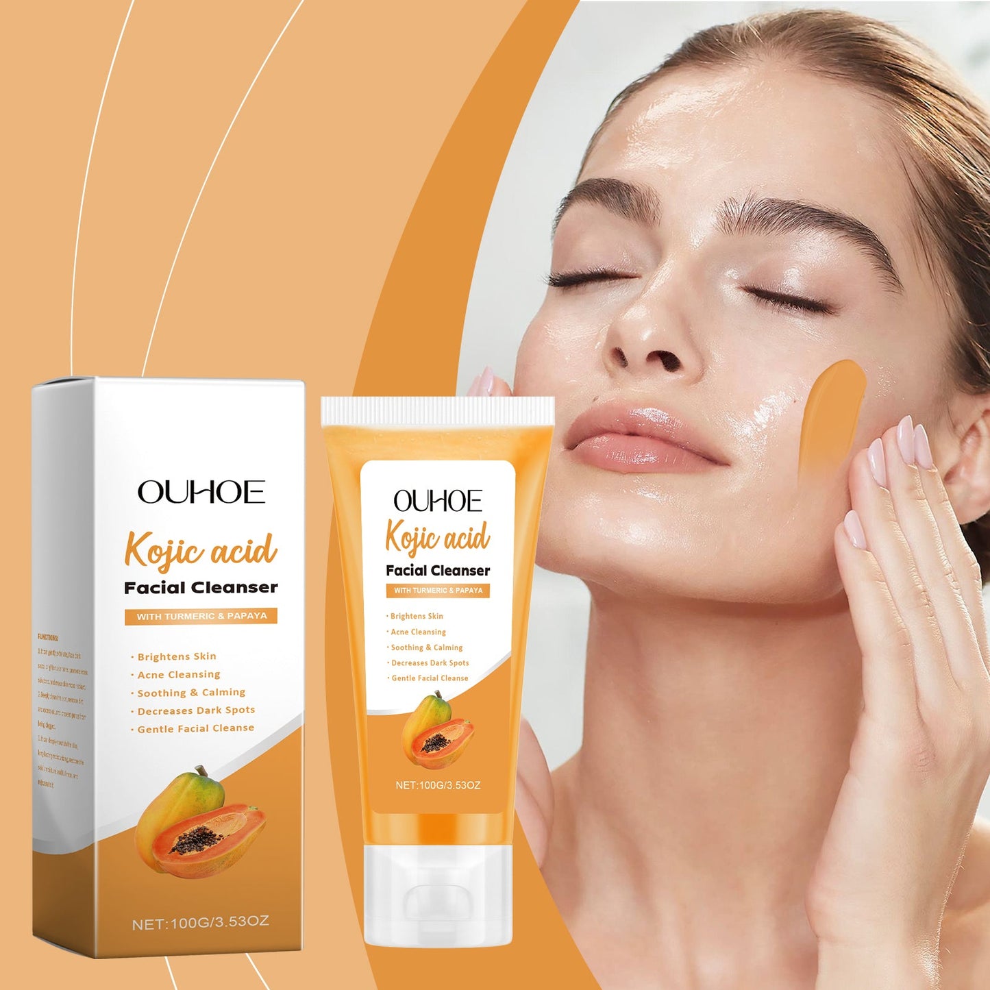 OUHOE Papaya Facial Cleanser Cleans Pores, Balances Oils And Moisturizes And Moisturizes Skin