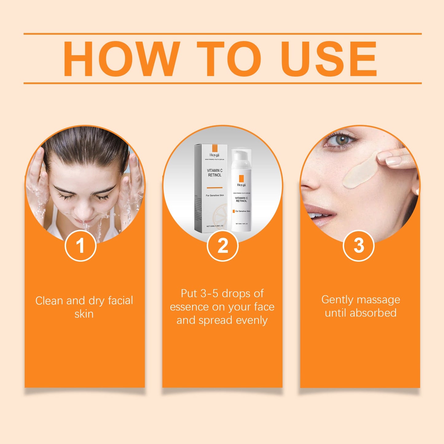 Hoygi Retinol Vitamin C Anti-Wrinkle Serum, Moisturizing Light Line Moisturizing Skin Care Facial Serum