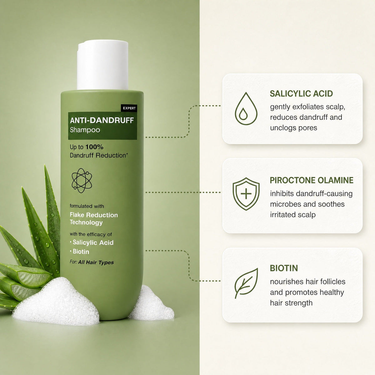 Salicylic Acid Anti-Dandruff Shampoo,  Oil Control Clarifying Shampoo For Deep Scalp Cleaning, Gentle Hair Care For Daily Use