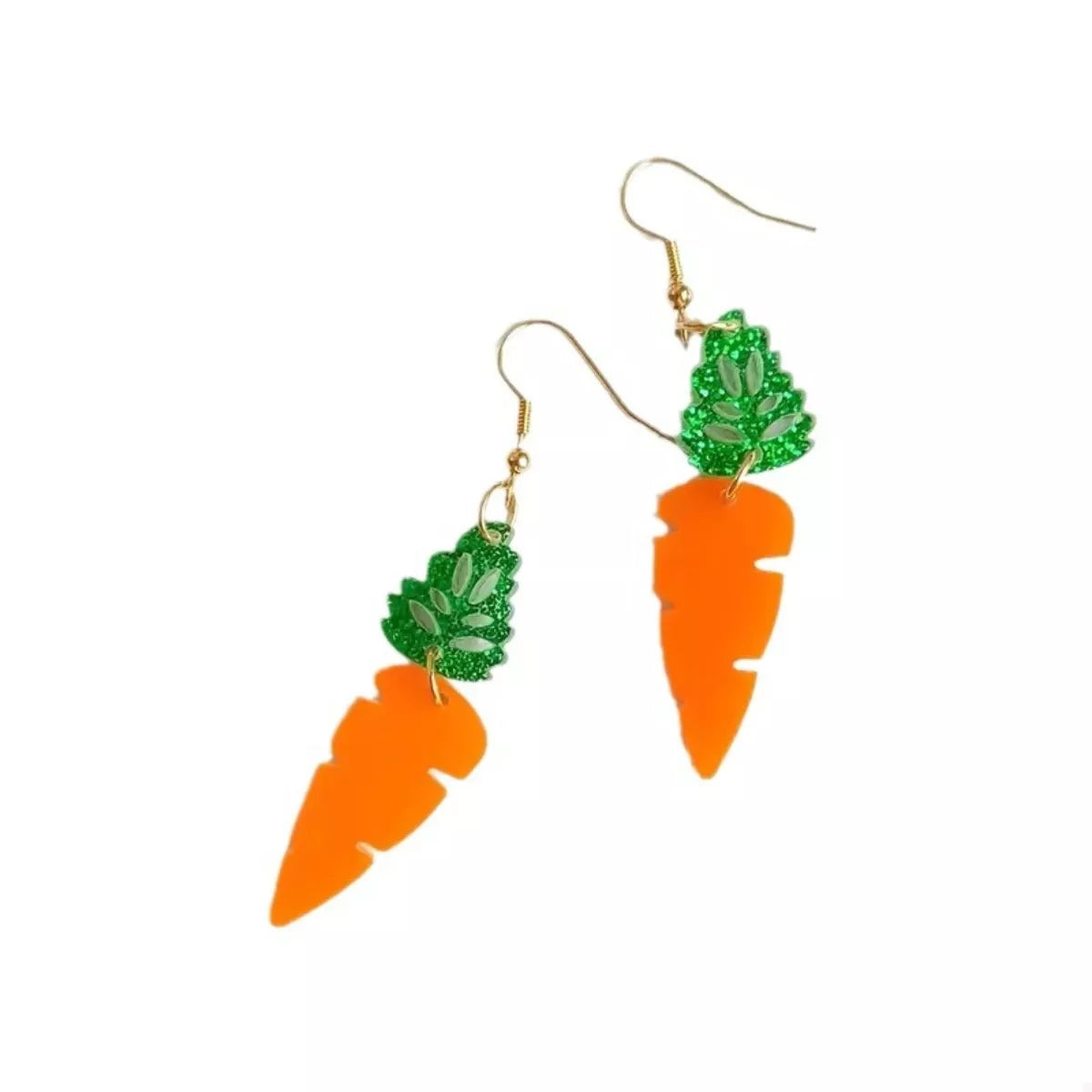 Carrot & Leaf Dangle Earrings