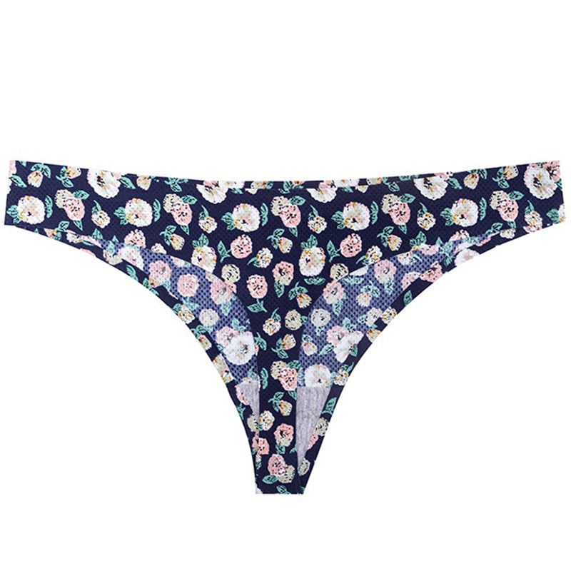 Printed Breathable One Piece Low Waist Thong Women