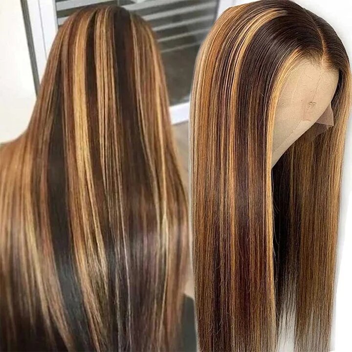 13x4 Straight Human Hair Lace Front Wig P4 27, Density