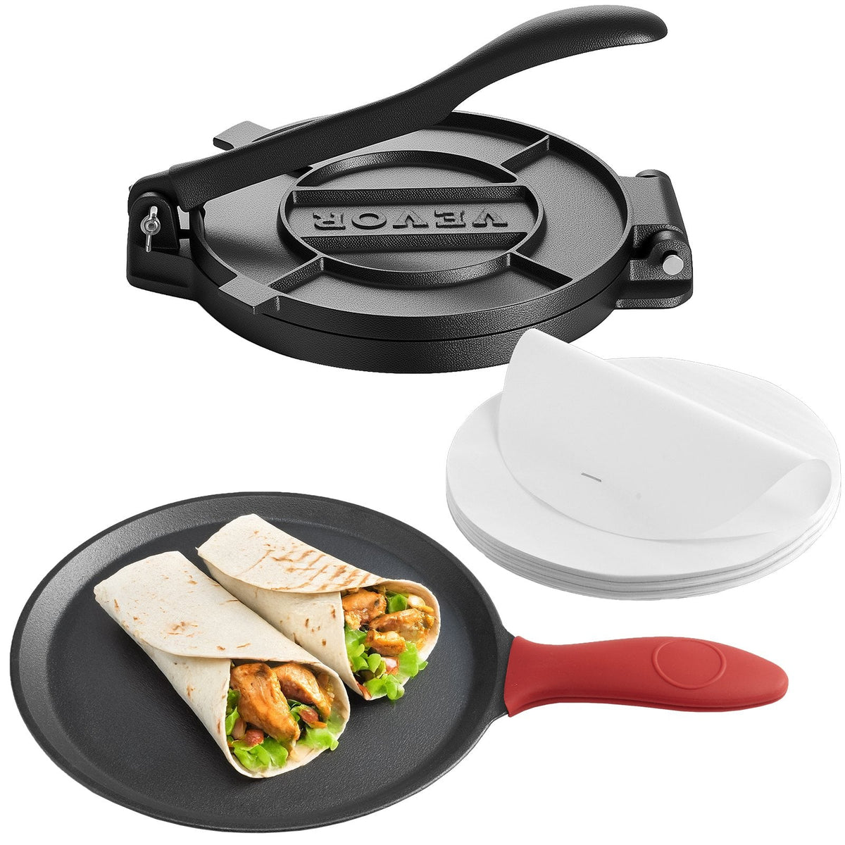 8 Inch Tortilla Press Chapati Maker Roti Dough Maker Heavy Duty Cast Iron