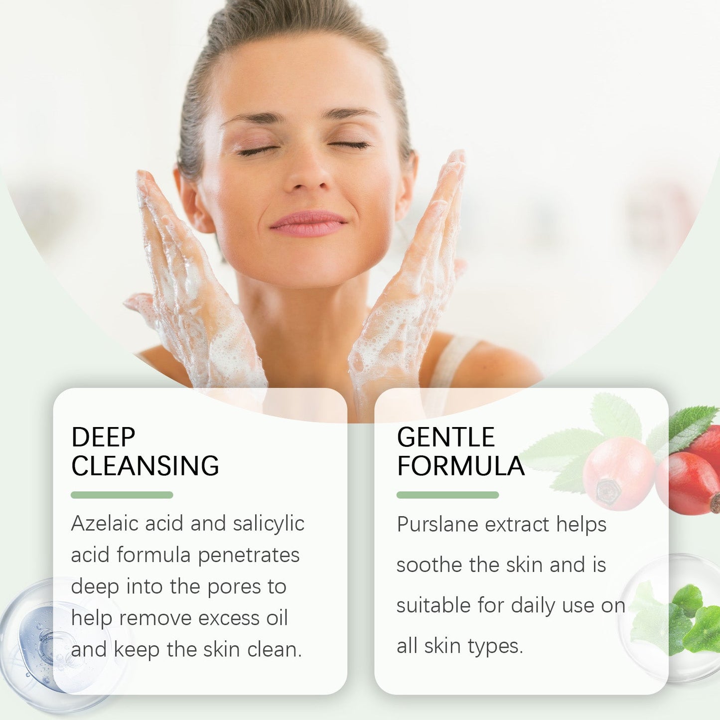 OUHOE Cleanser, Gently Cleanser Facial Skin Hydrating And Hydrating Refreshing Daily Skincare Beauty Cleanser