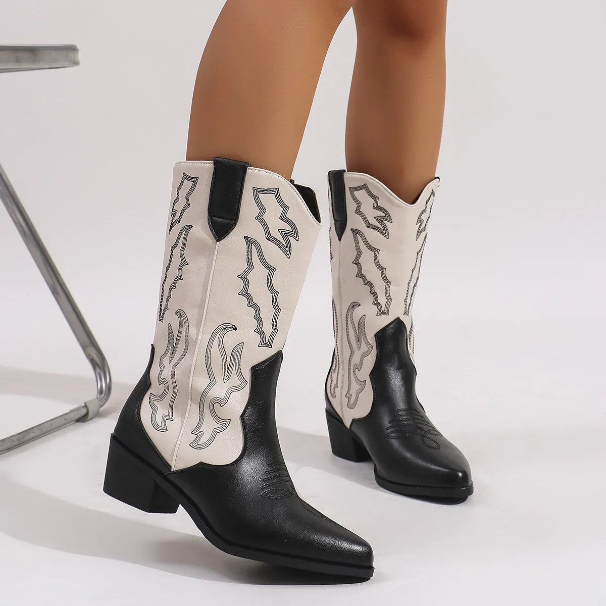 Point Toe Block Heels Boots