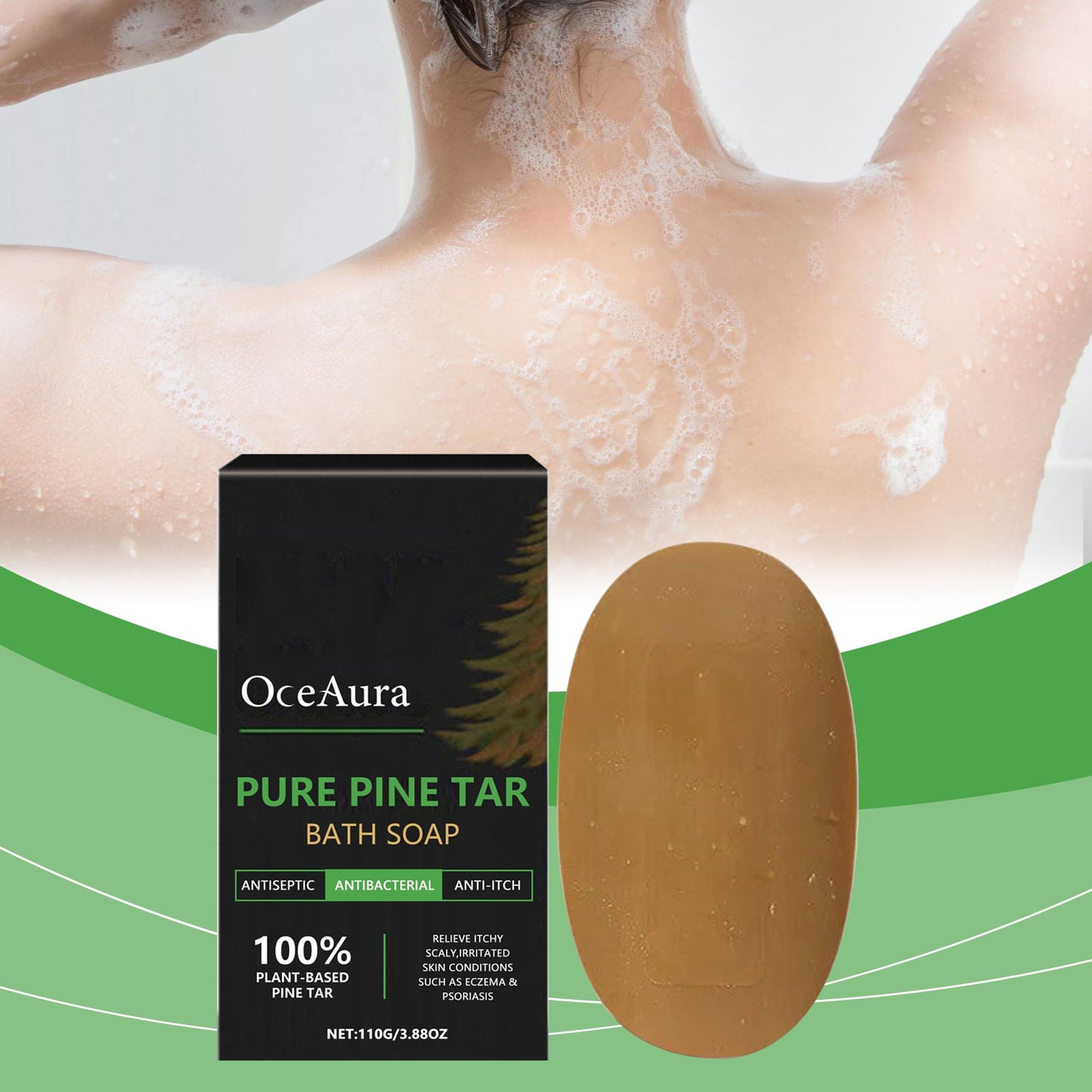 OceAura Pure Pine Tar Bath Soap Moisturizes And Cleanses Pores And Washes Delicate Skin Body Soap