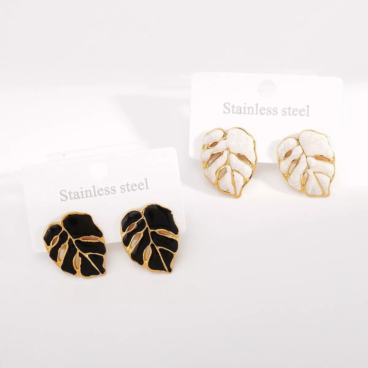 Stainless Steel Leaf Stud Earrings