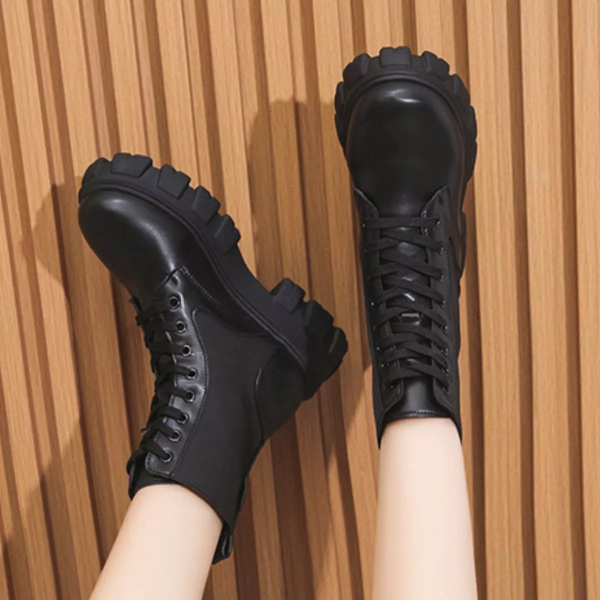 Lace Up Platform Ankle Boots