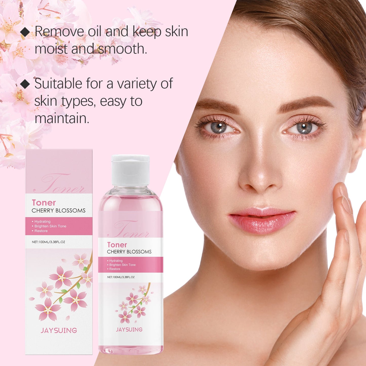 Jaysuing Cherry Blossom Hydrating Toner Hydrates And Moisturizes And Brightens Skin Refreshing Skincare Essence Water