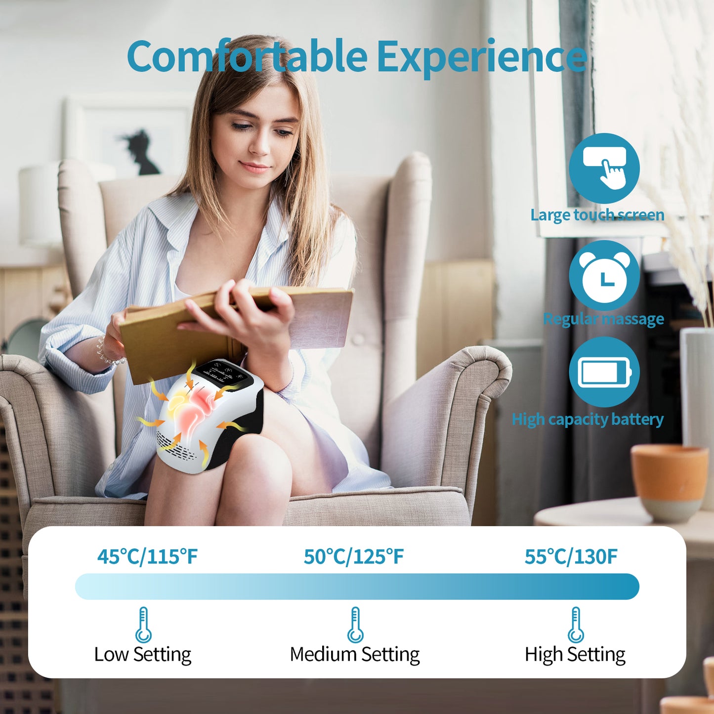 Smart Electric Intelligent Kneading Heating Knee Massager Rechargeable Pain Relief Infrared Laser Vibration Knee Massager