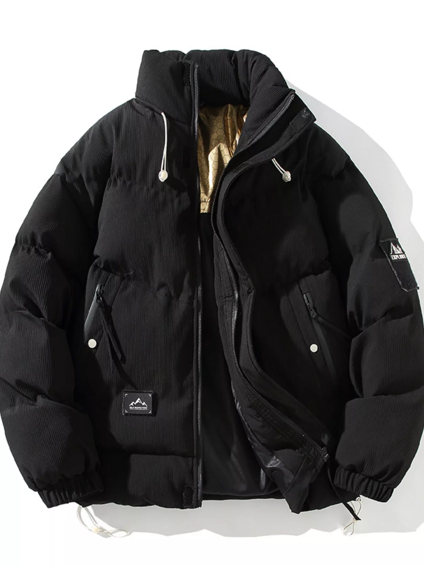 Men's Plus Size Zip Up Long Sleeve Puffer Jacket