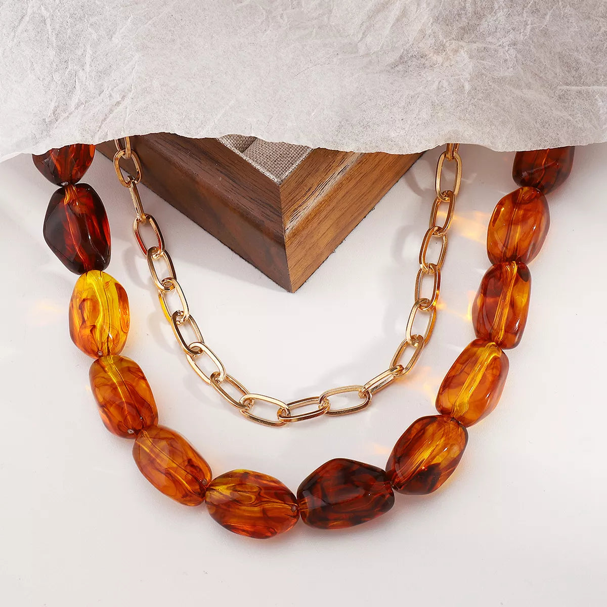 2 Piece Colorful Beaded Chain Necklace
