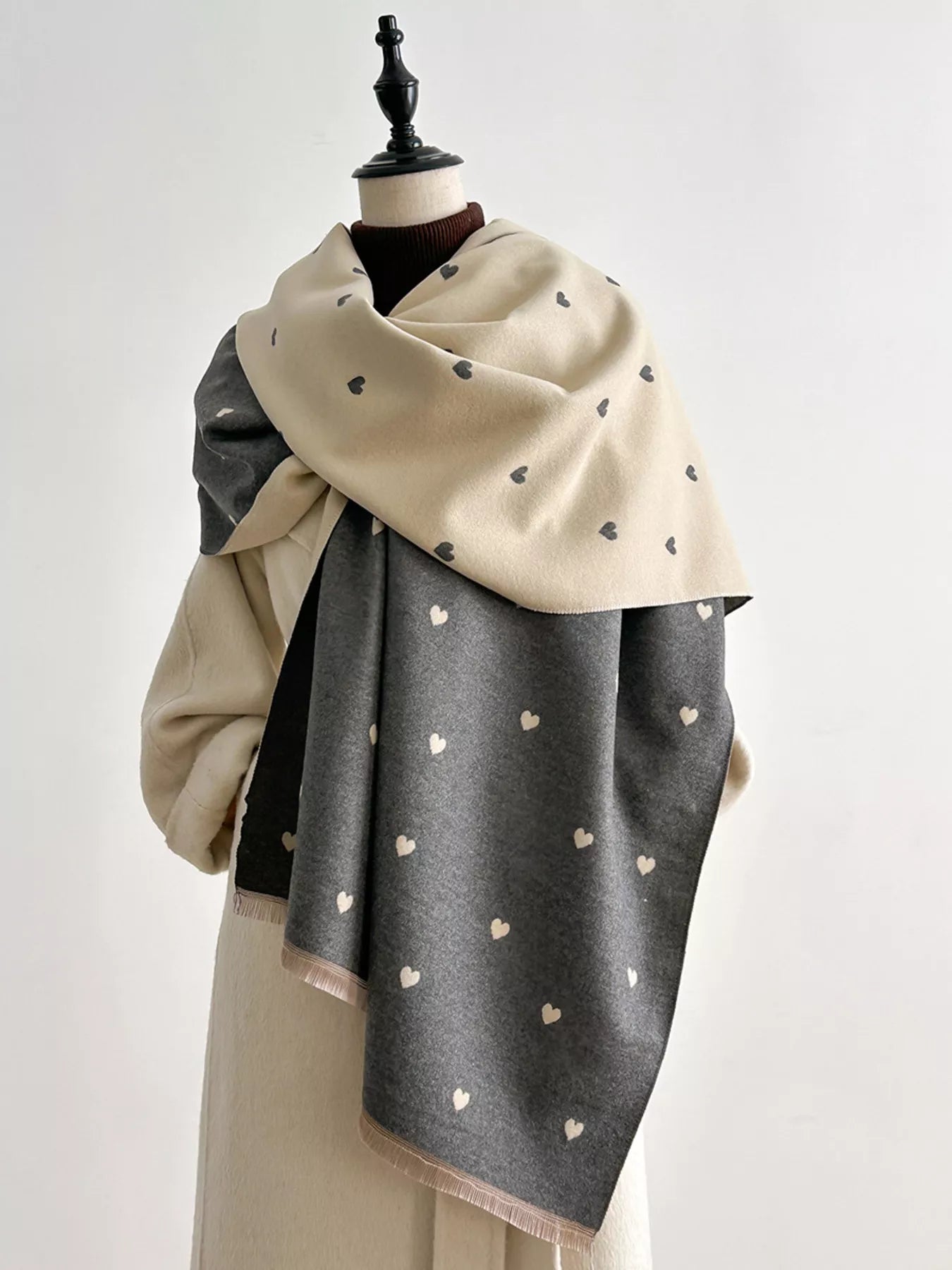 Heart Raw Hem Scarf