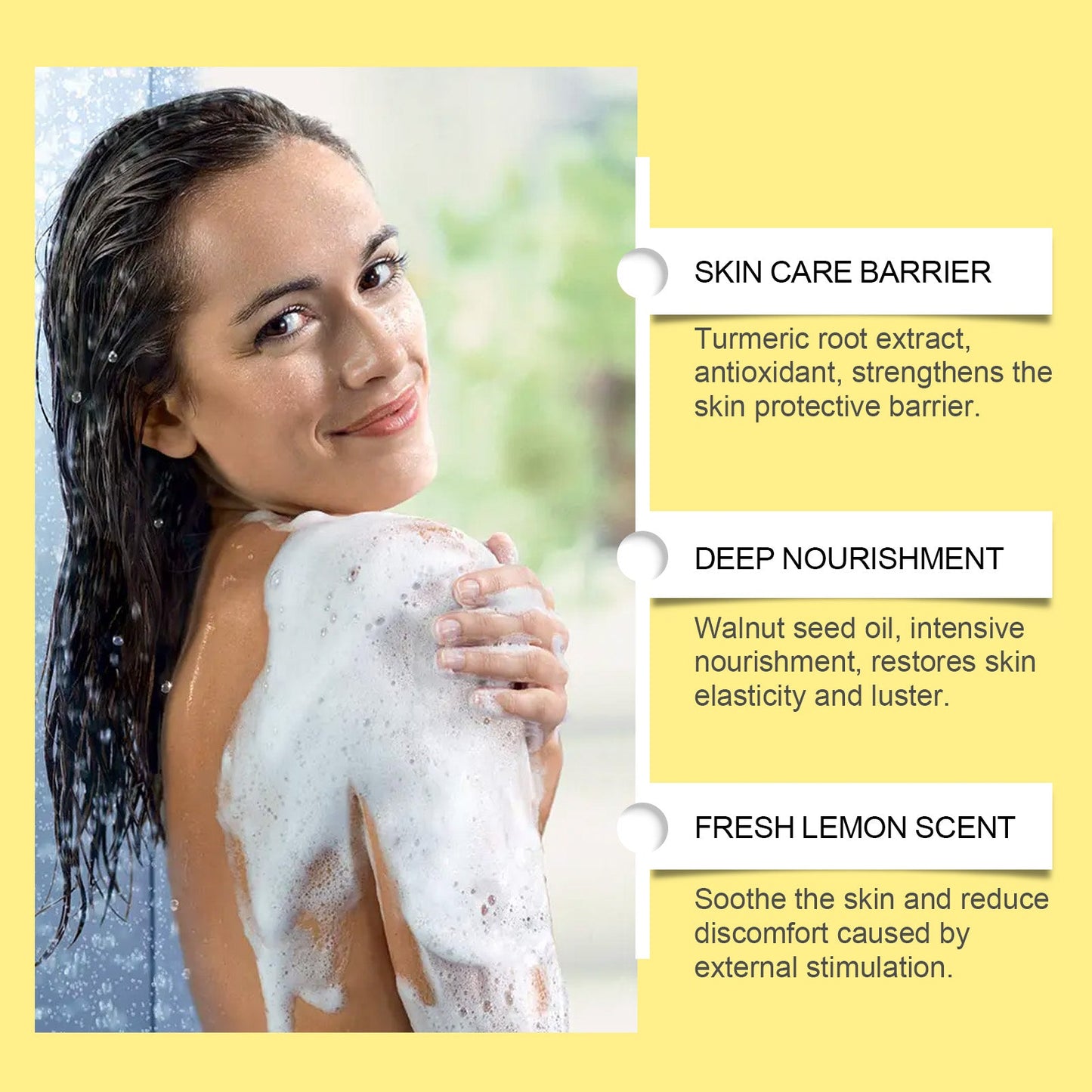 Oceaura Lemon Turmeric Acid Soap Body Deep Cleansing Moisturizing Refreshing Oil Control Bath Soap