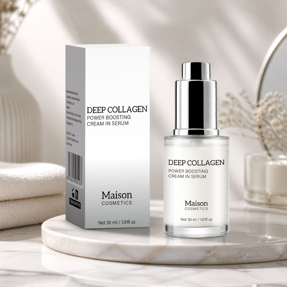 Deep Collagen Power Boosting Serum, Hydrating Anti Wrinkle Facial Serum, Skin Barrier Repair, Firming Moisturizing Face Cream Serum