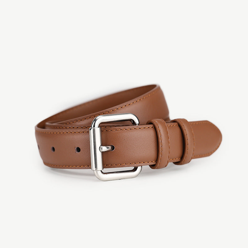 Classic Leather Belt with Buckle
