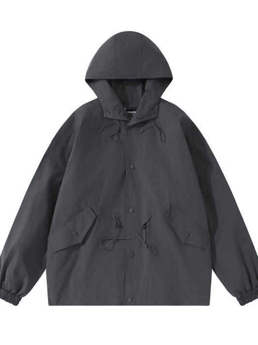 Men's Drawstring Long Sleeve Hooded Jacket