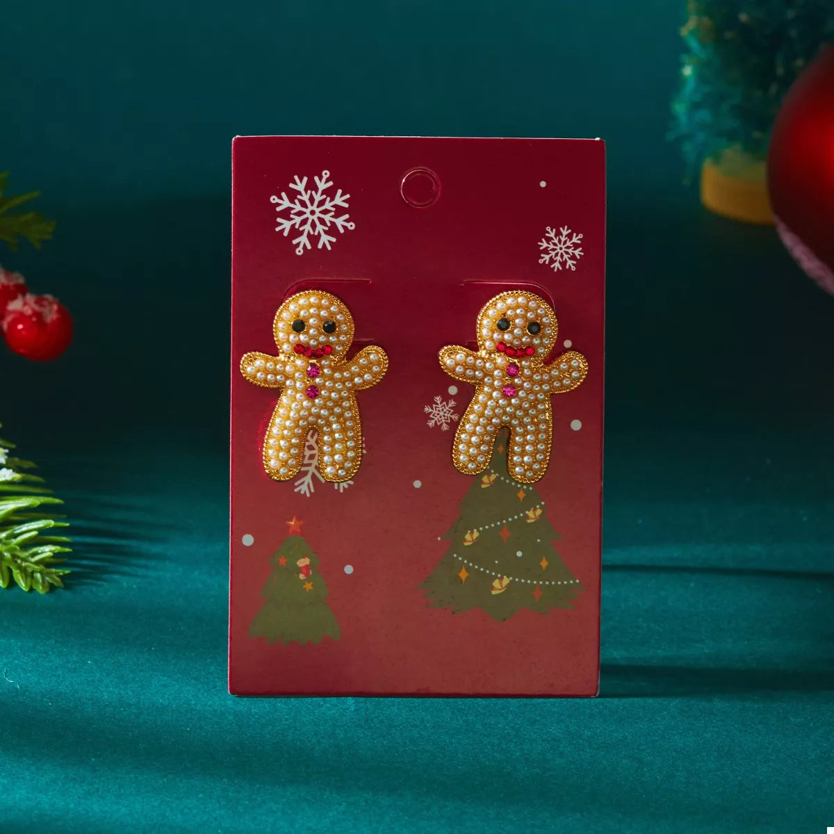 Alloy Gingerbread Man Stud Earrings