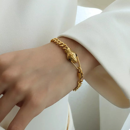 Titanium Steel Zircon Snake Bracelet