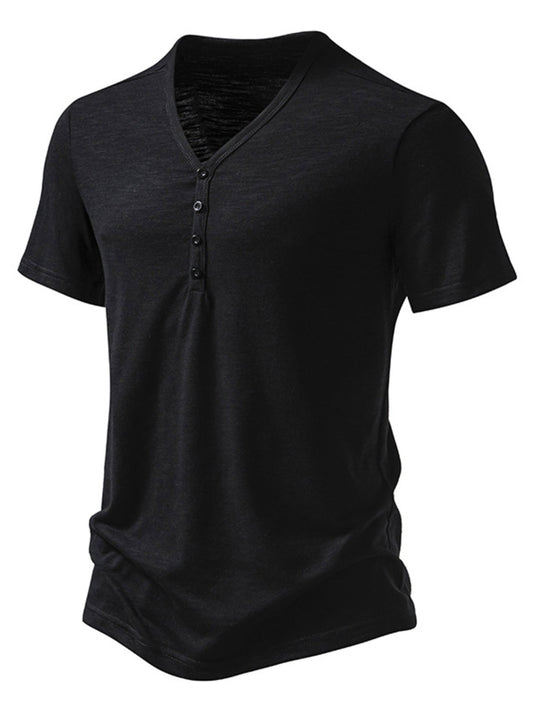 Men's Casual Button Detail T-Shirt