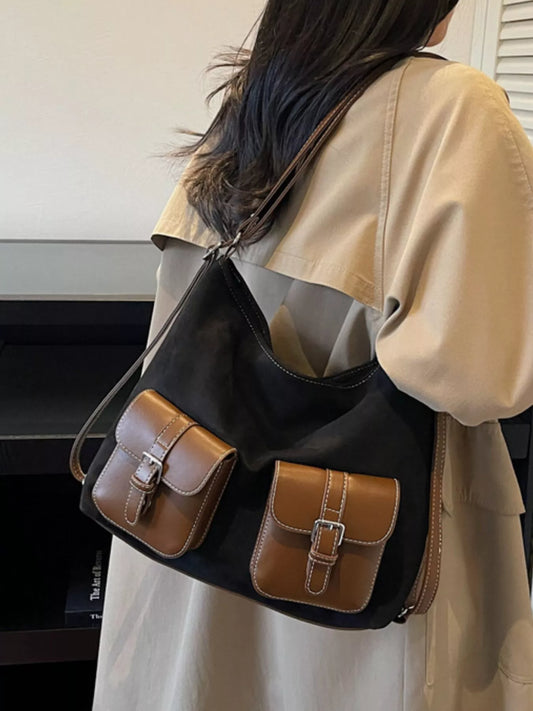 Buckle Pocket Shoulder Handbag